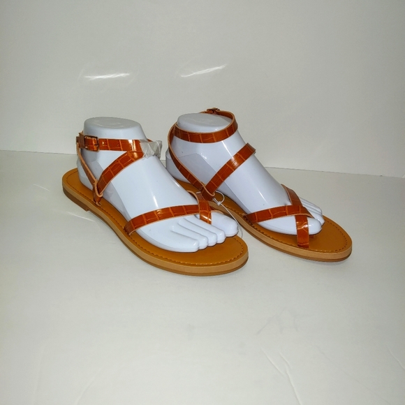 Madden Girl Brown Leather Strappy Sandals - Picture 2 of 4
